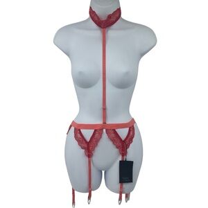 Thistle and Spire Chili Kane Garter Belt with Removable Choker Medium New